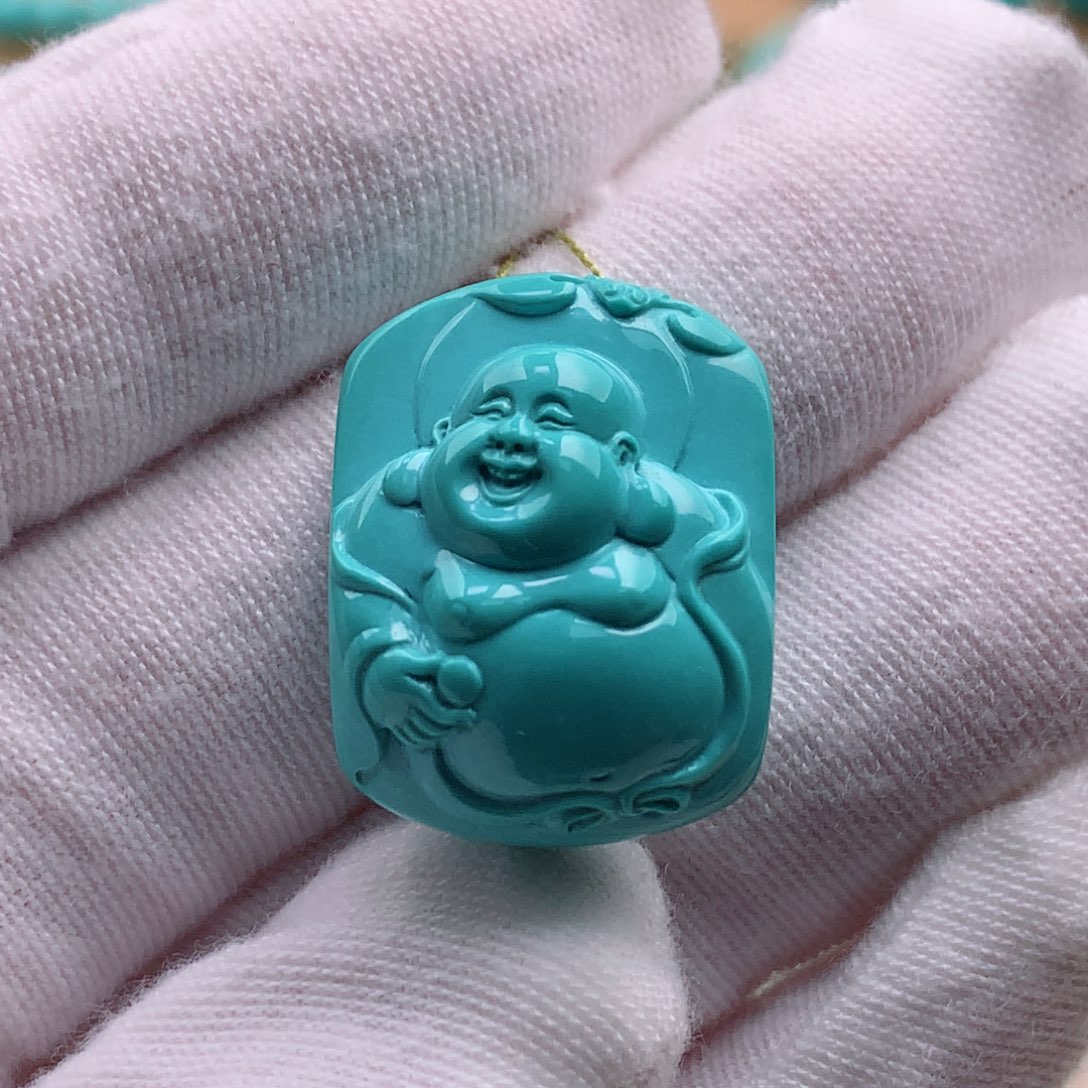 绿松石珠宝奇石未镶嵌弥勒佛