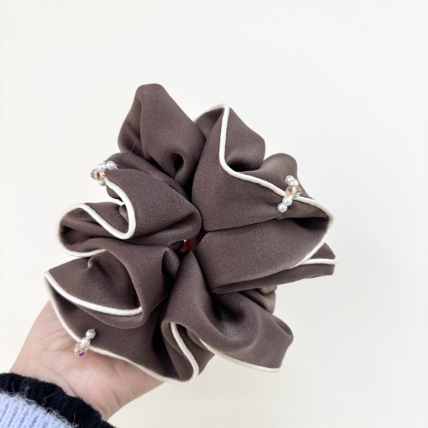 L076夕洛棕色新款发圈肠圈头饰发饰气质简约韩版复古百搭可爱