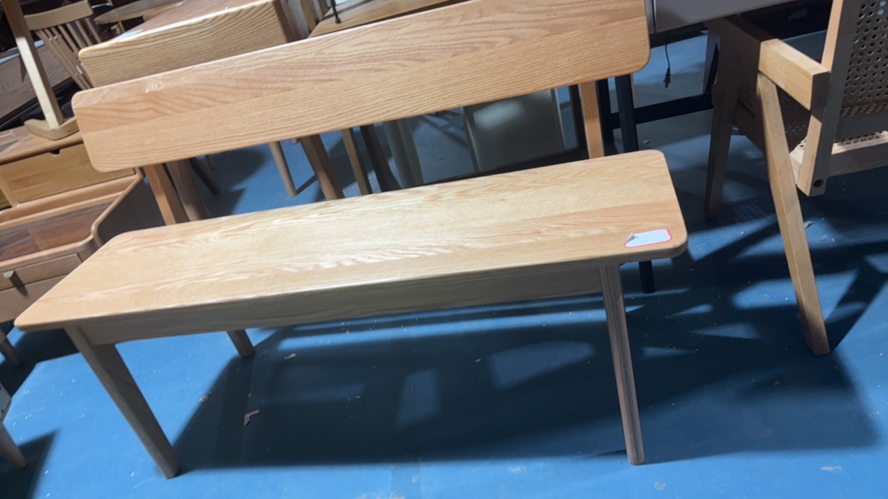 禾木长凳1.2红橡木带靠背