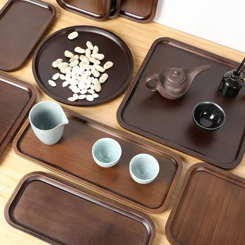 【2025年新春网上年货节】托盘圆长方形茶盘家用茶杯托盘水杯竹盘餐