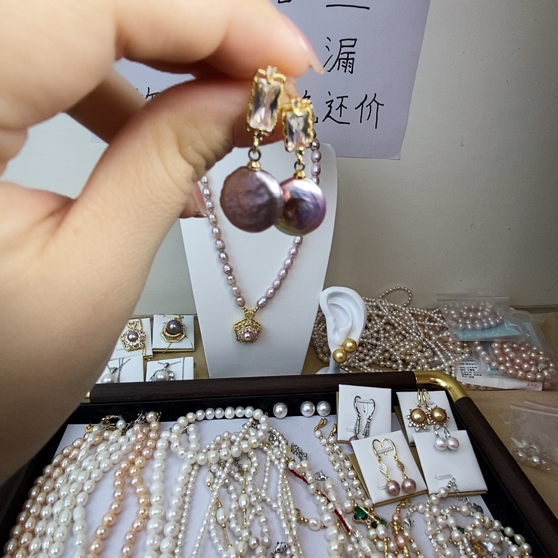 淡水珍珠耳饰合金