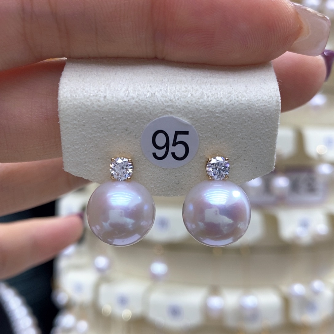 淡水珍珠耳饰18K金镶嵌