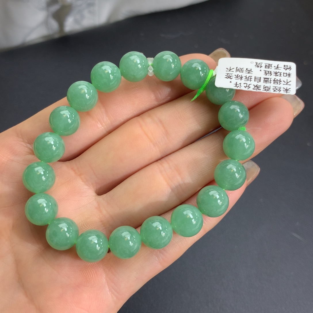 翡翠手链未镶嵌冰胶绿手链卡10m m