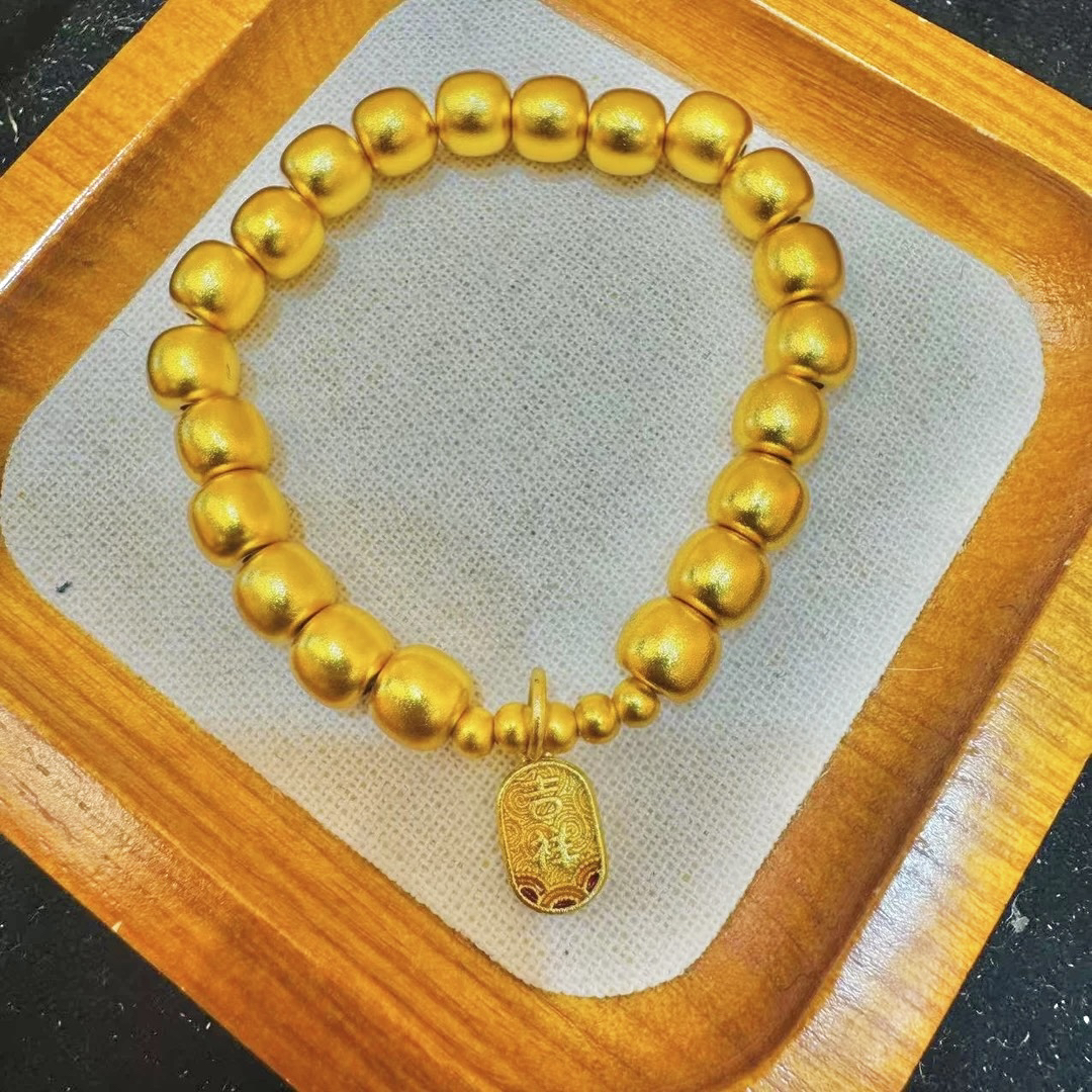 铜合金手链 手链手串素款光珠三十二相中性金色女男女通用饰品