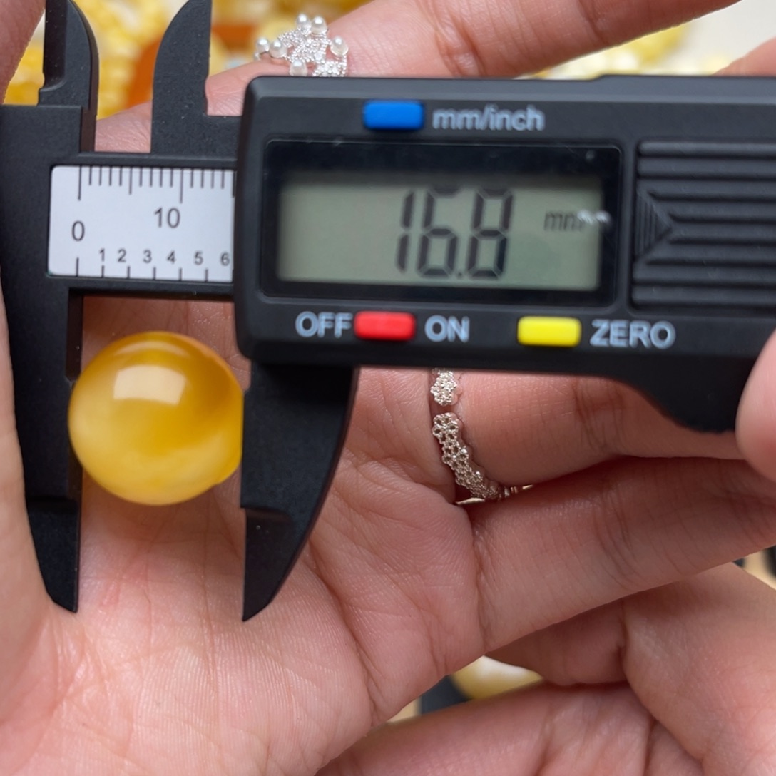 琥珀未镶嵌裸石蜜蜡圆珠微瑕静