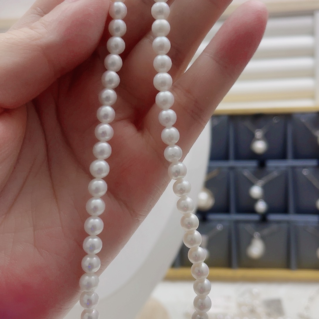 淡水珍珠银S925镶嵌项链