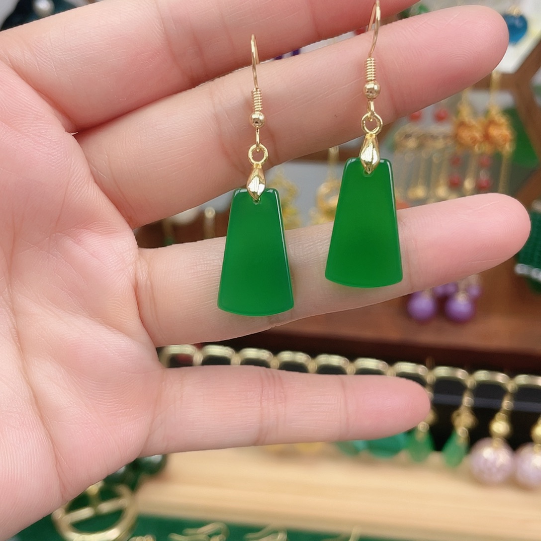 玛瑙/玉髓合金耳饰