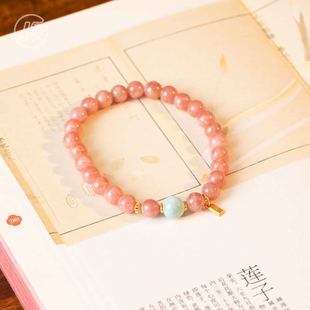 单圈红纹石手串6mm搭配海纹石路路通小金条手链H4116多样性发一