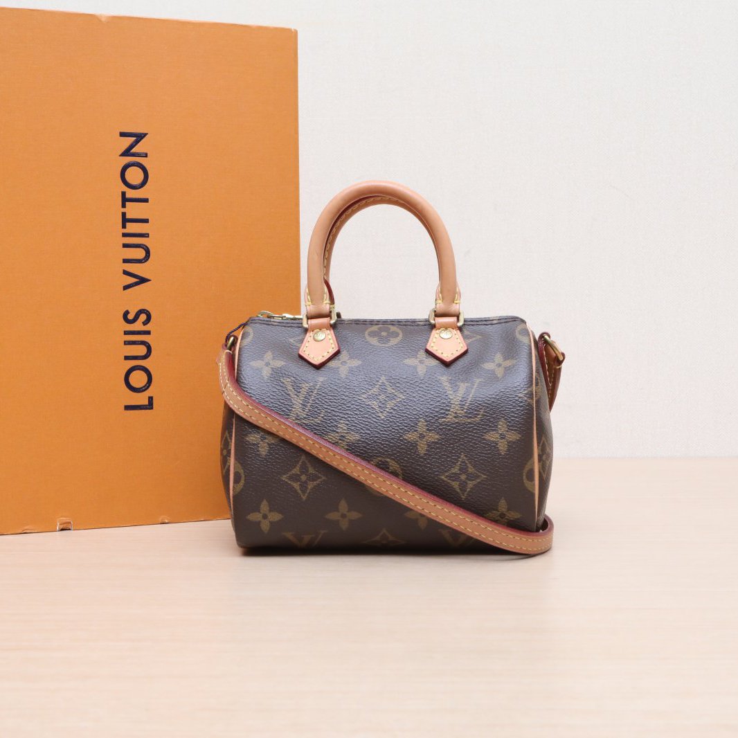 95新 LouisVuitton/路易威登 小花攀攀Speedy Nano 16 配肩带老花