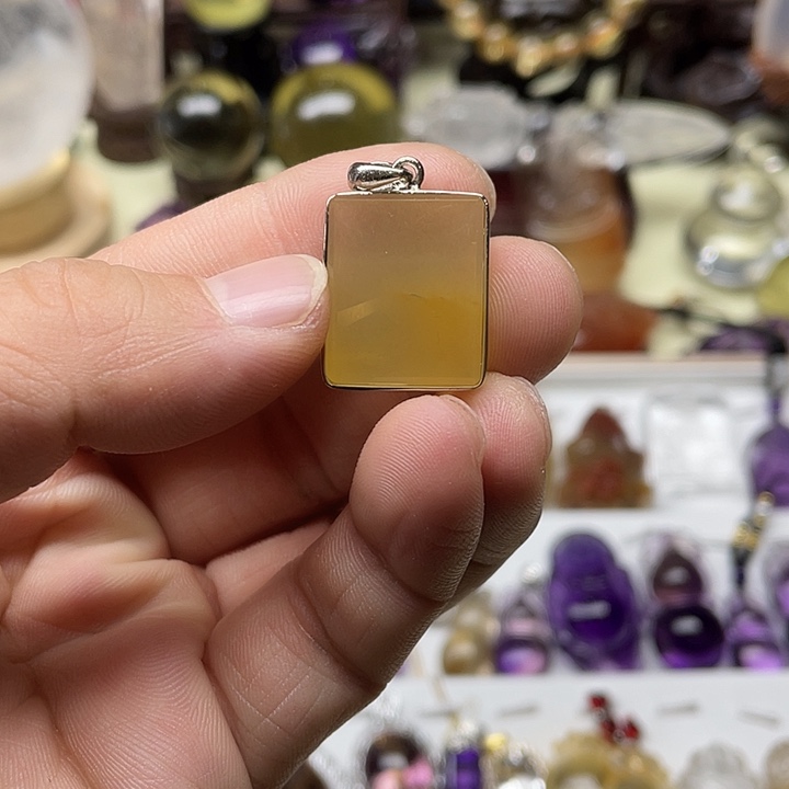 水晶颈饰银S925镶嵌温黄兔毛