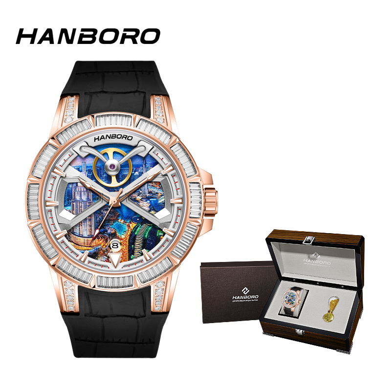 【黎莎专属】HANBORO衡宝罗迪拜系列男士手表全自动机械表夜光防水
