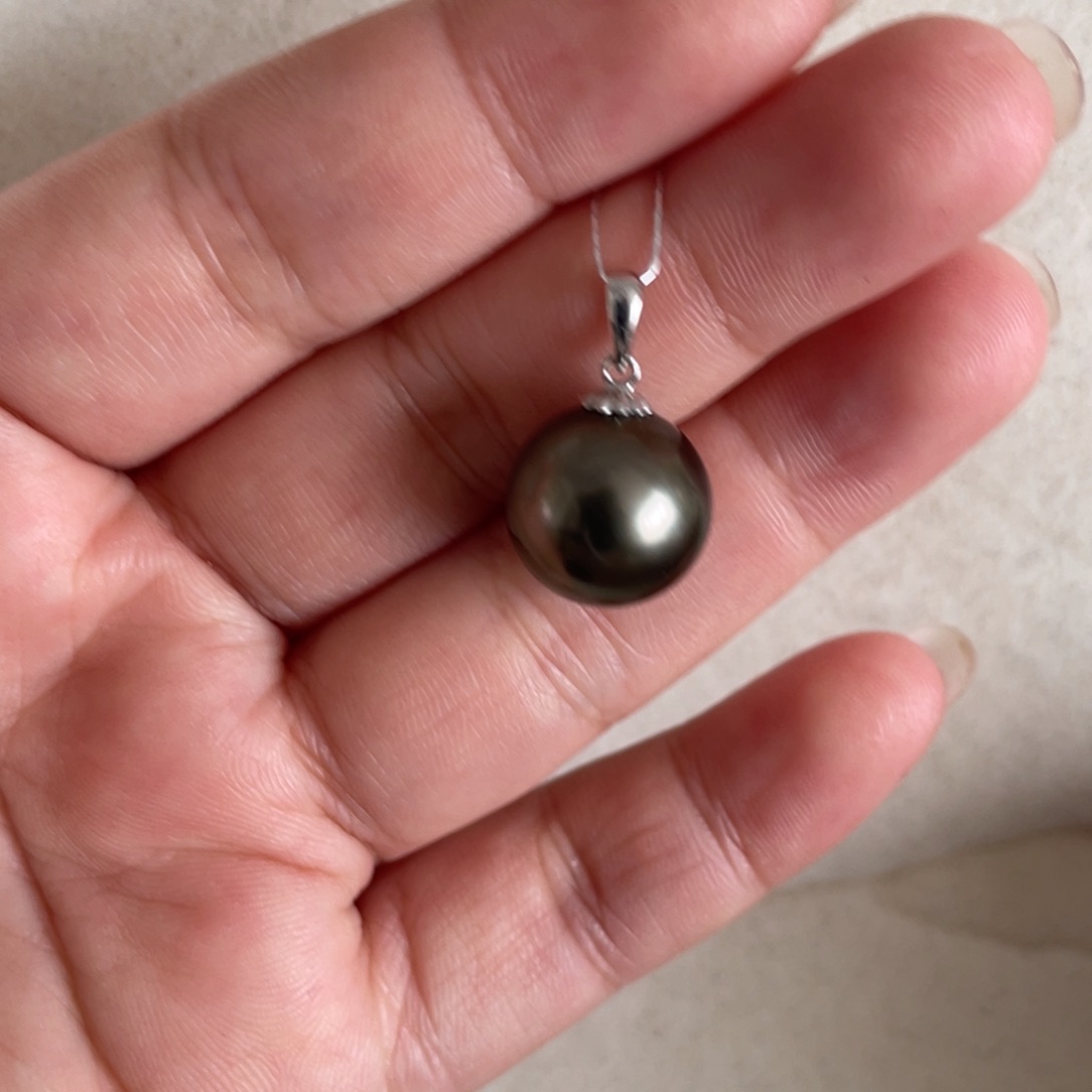 海水珍珠吊坠(不含链)18K金镶嵌12-13mm