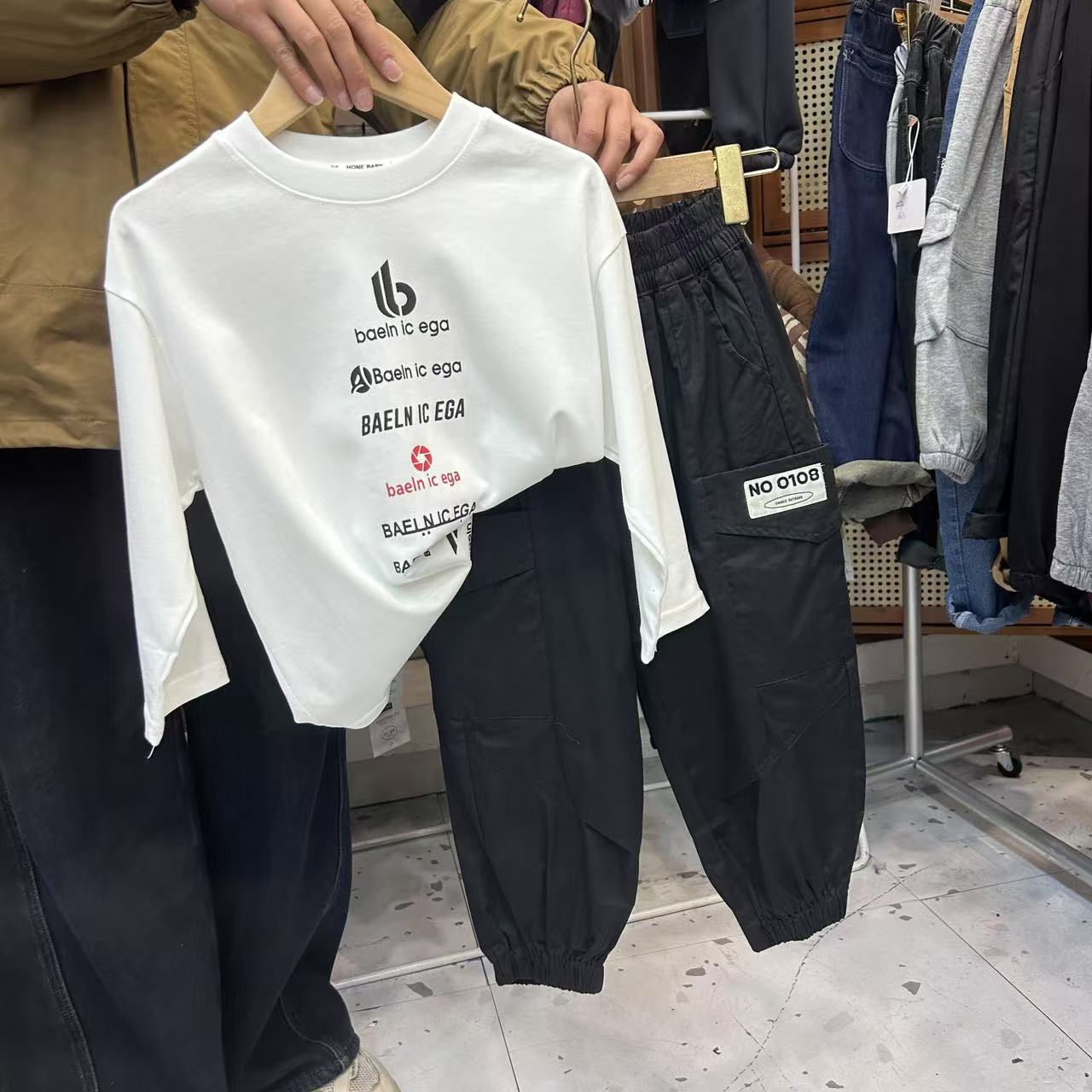  CT-80033 白 休闲长T 时尚春秋 内衬长袖百搭大童打底衫