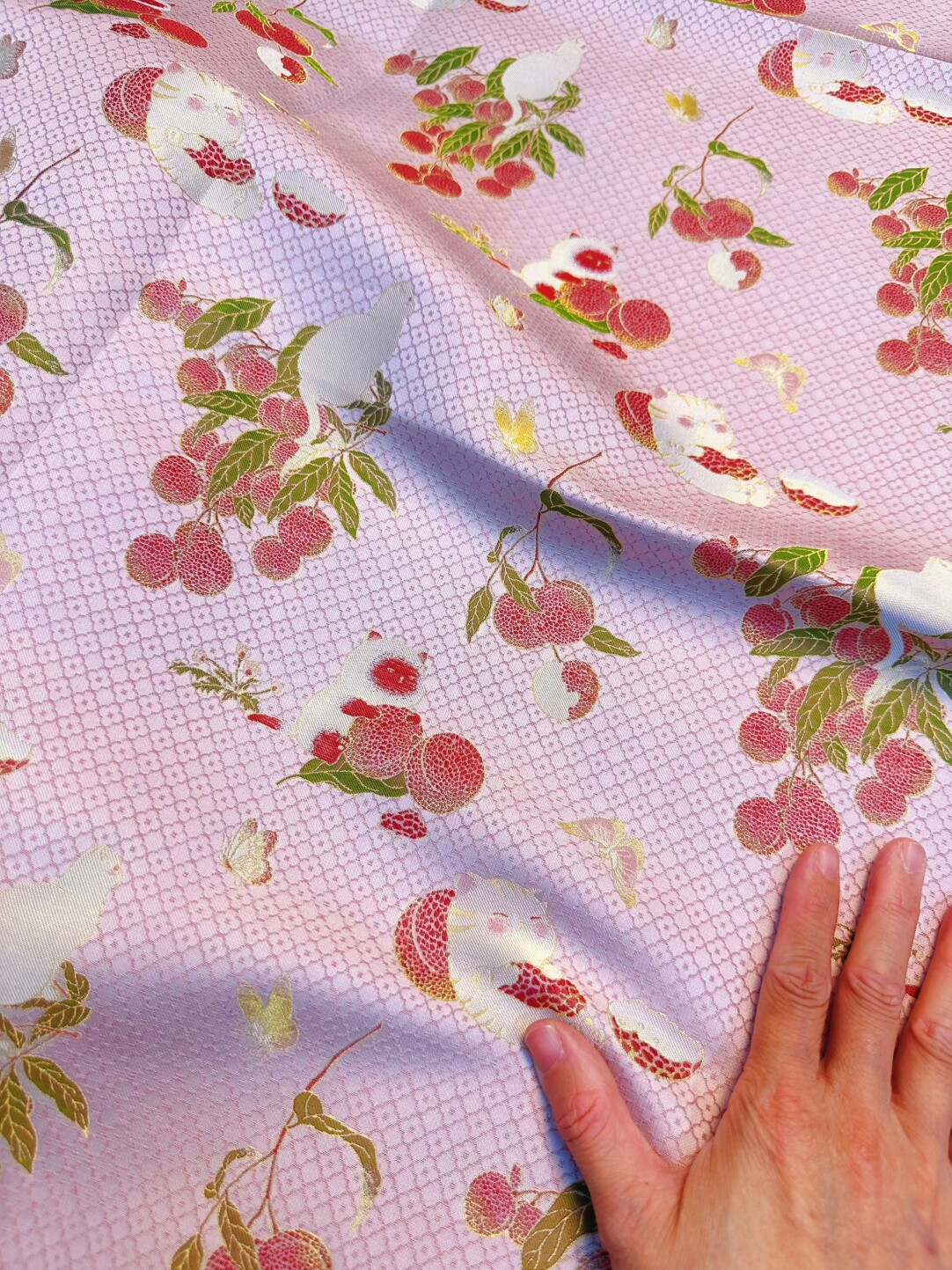 玉琼楼宋锦荔枝猫咪全丝宋锦做包包发夹小葫芦手机壳非遗文化宋锦