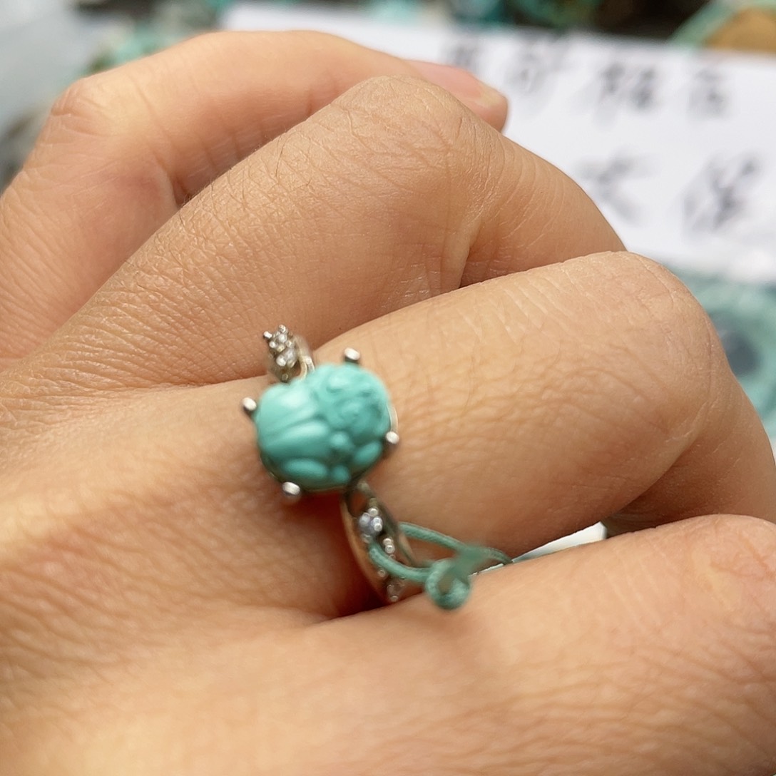 绿松石珠宝奇石银S925镶嵌