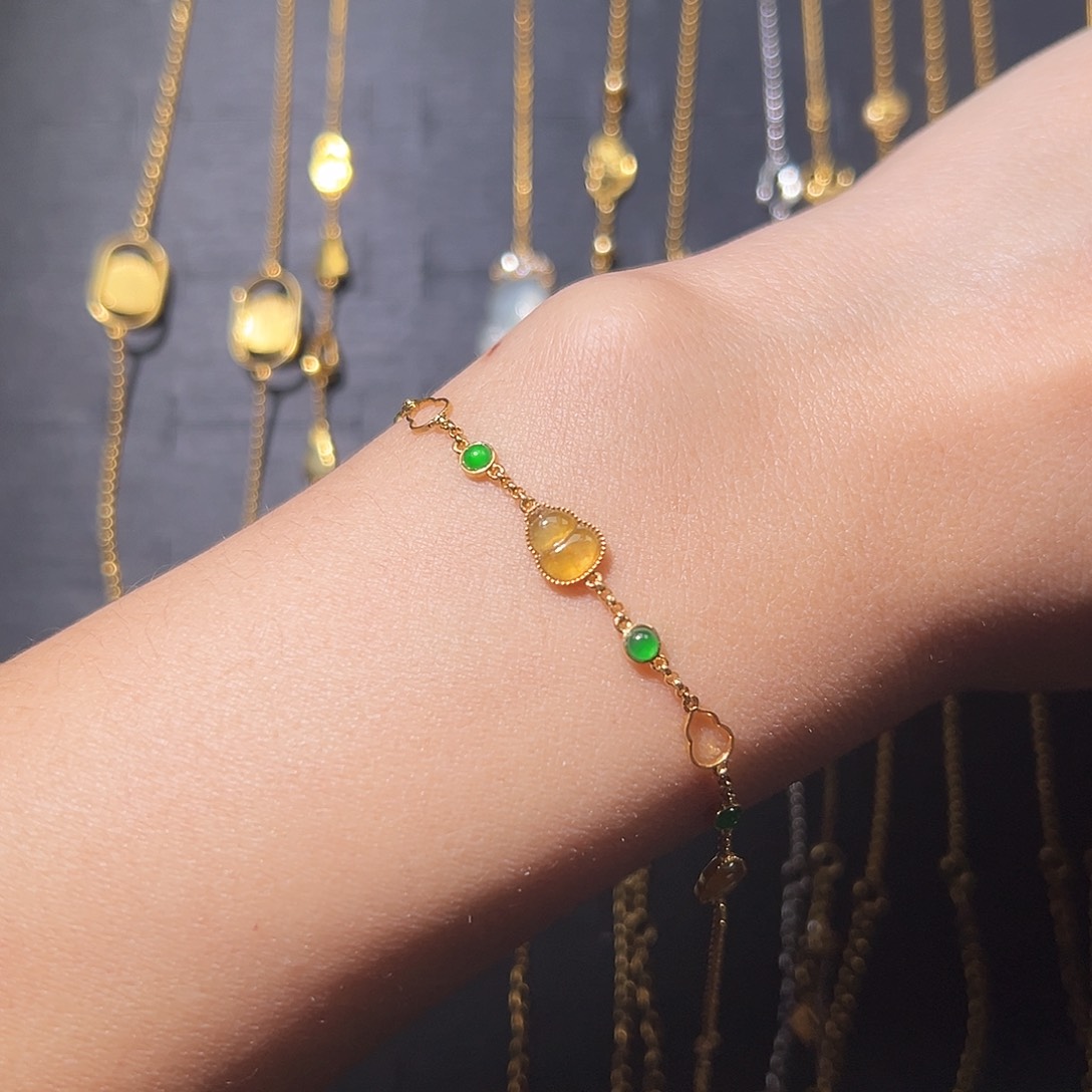 翡翠手链18K金镶嵌手链