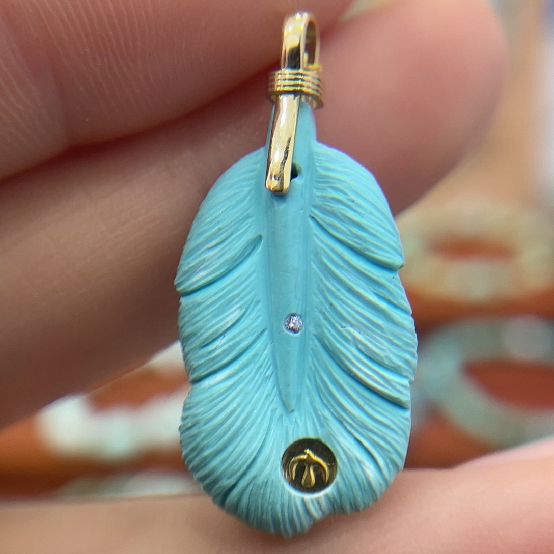 绿松石18K金镶嵌珠宝奇石