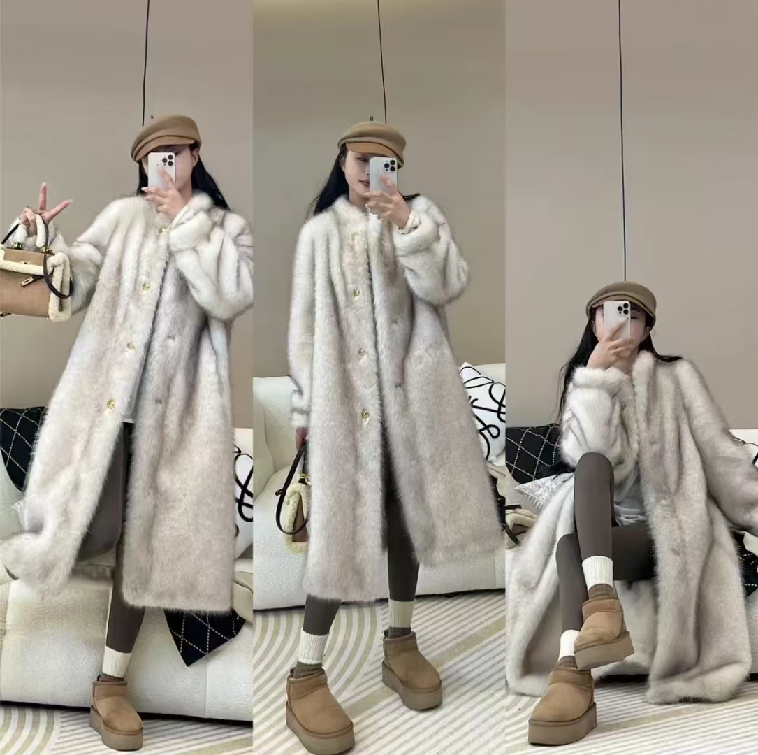 23030韩版时尚毛茸茸外套女秋冬气质短款厚外套