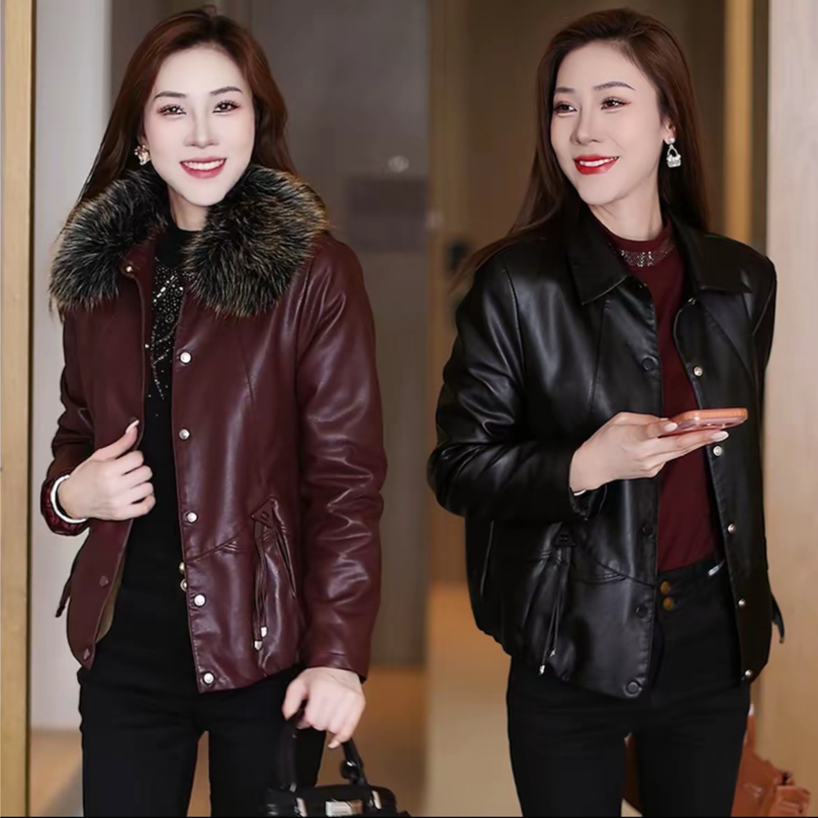 【运费险】进口高品质软皮2025新款韩版宽松显瘦时尚洋气加绒皮衣