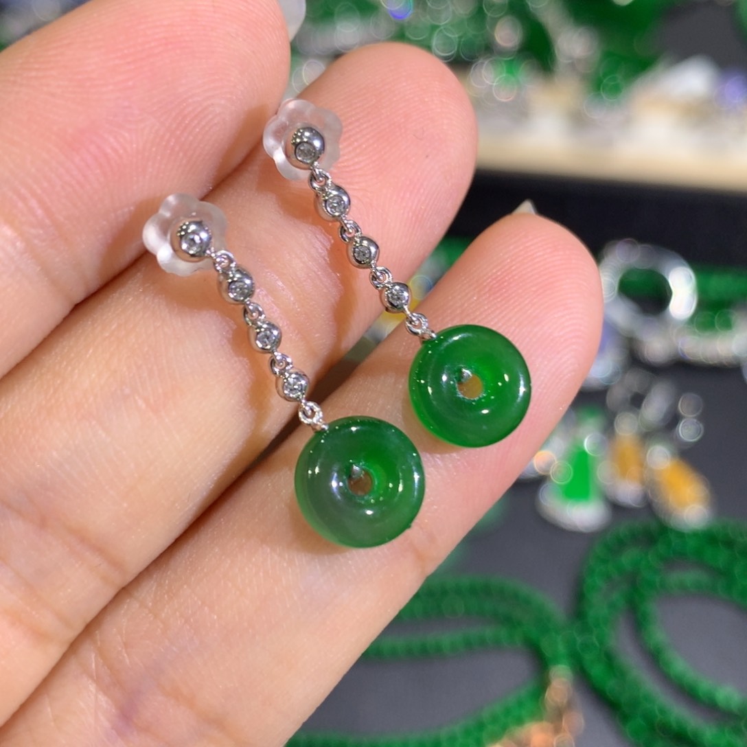 翡翠耳饰18K金镶嵌8、