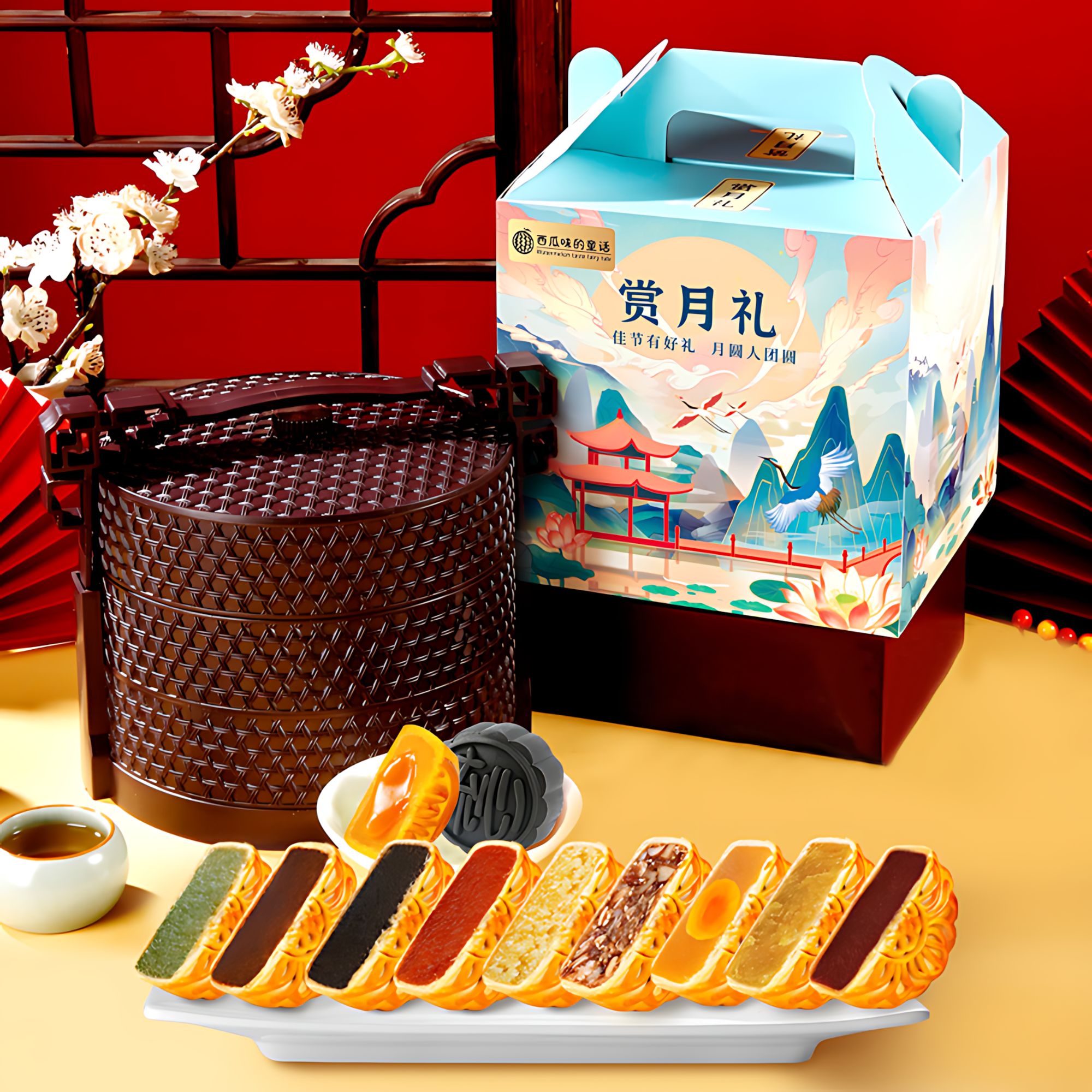 【12饼礼盒装】大月饼一口流心月饼礼盒港广式月满中秋大个送人商场