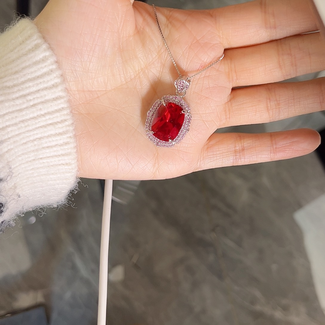 颈饰银S925镶嵌红宝石