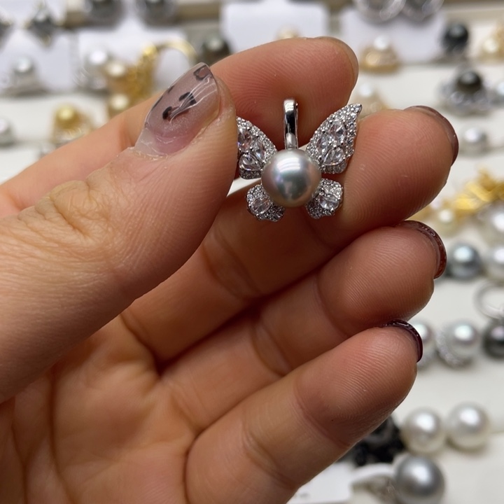 海水珍珠吊坠(不含链)银S925镶嵌