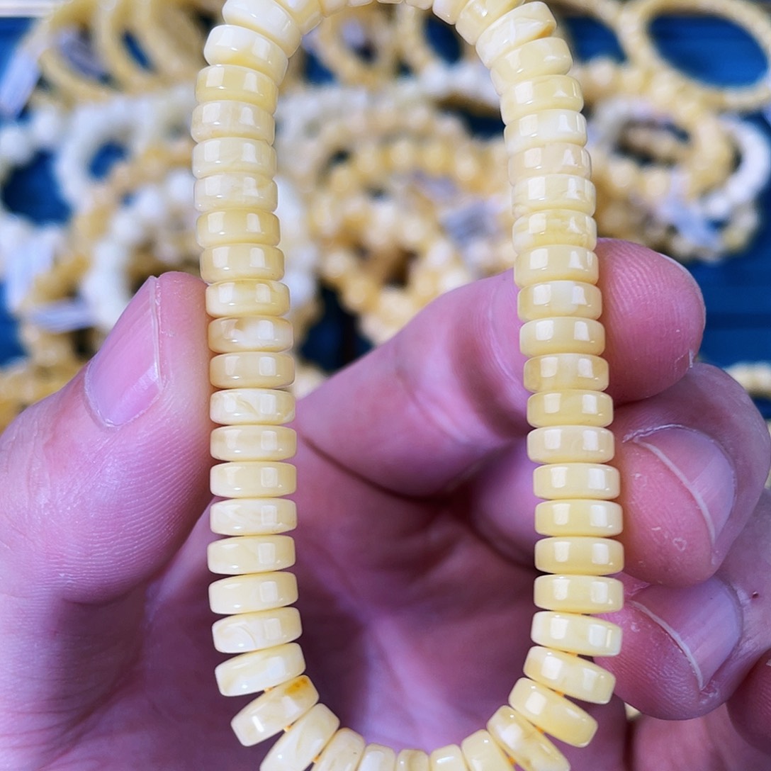 琥珀裸石未镶嵌精工药片手串直径8mm