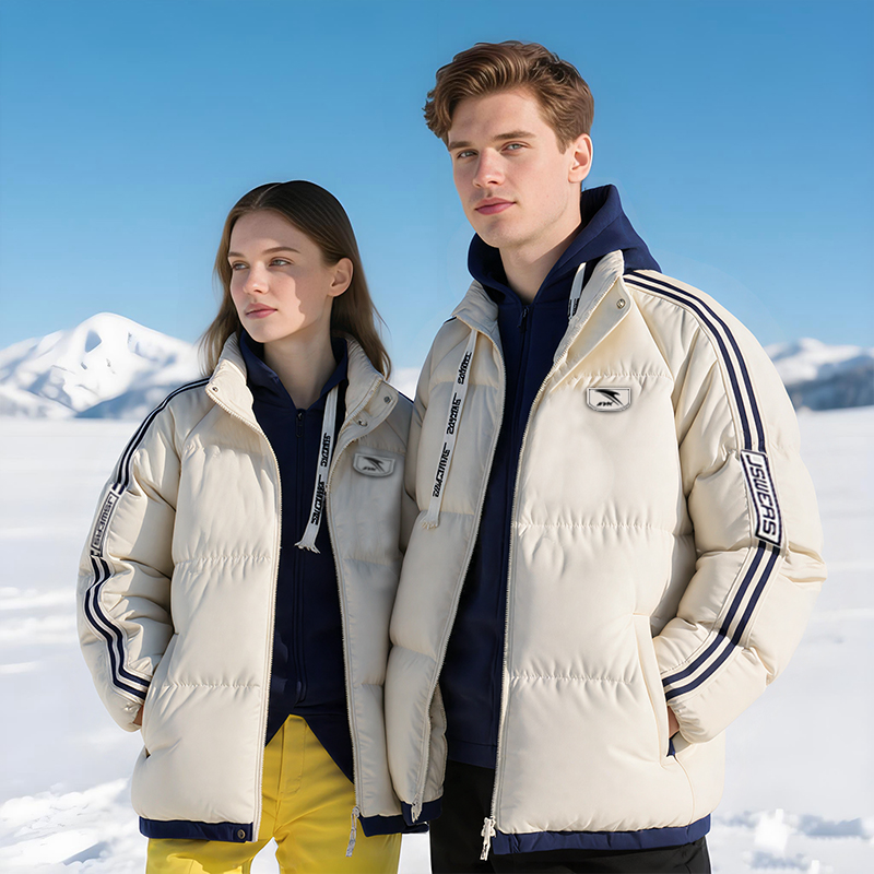 JNAK【品牌一折专区】情侣男女款连帽假两件防风保暖短款运动棉衣