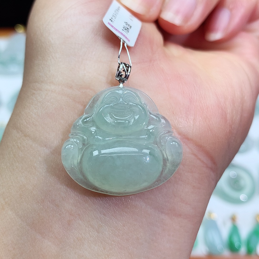 翡翠颈饰18K金镶嵌佛公