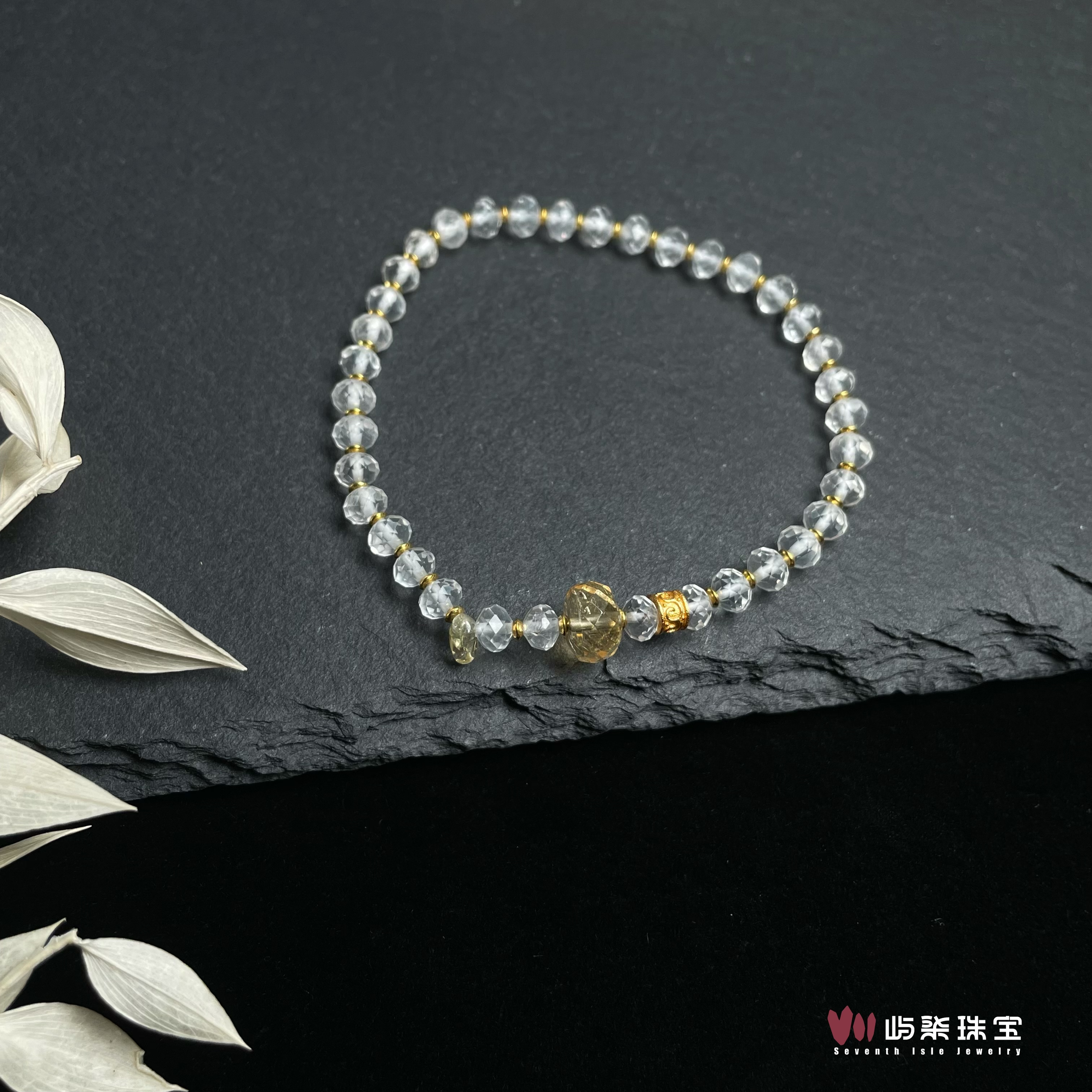 【要努力】F156 水晶银S925镶嵌 水晶随形小m手串