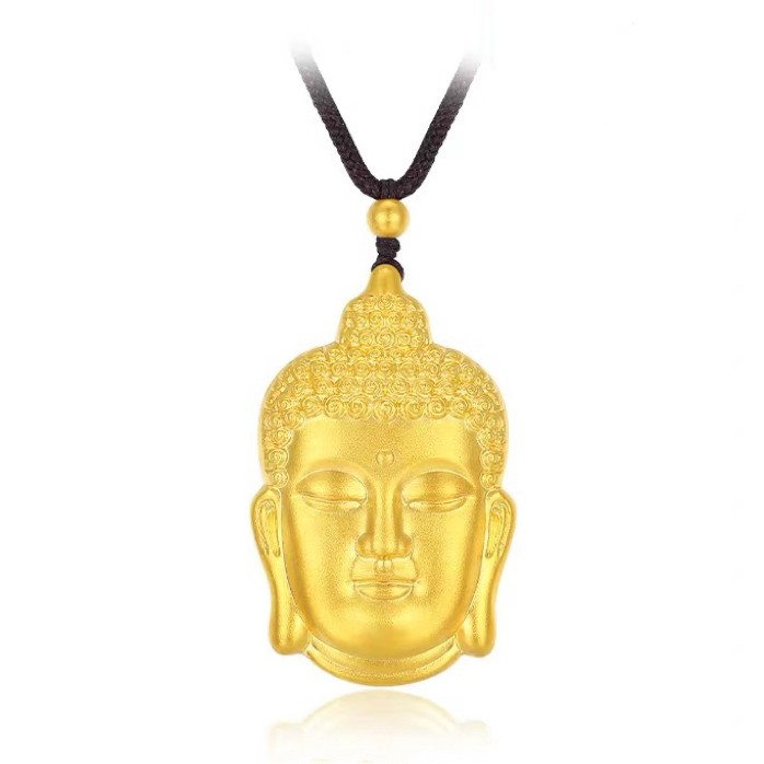 吊坠足银 【臻选】足银镀金大道如来佛头吊坠