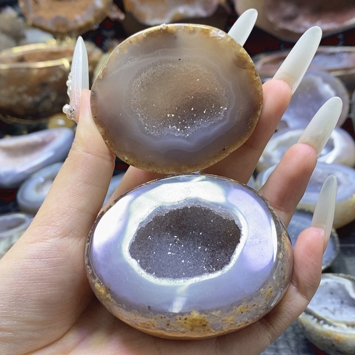 未镶嵌珠宝半成品水晶@*心紫晶满天星盆