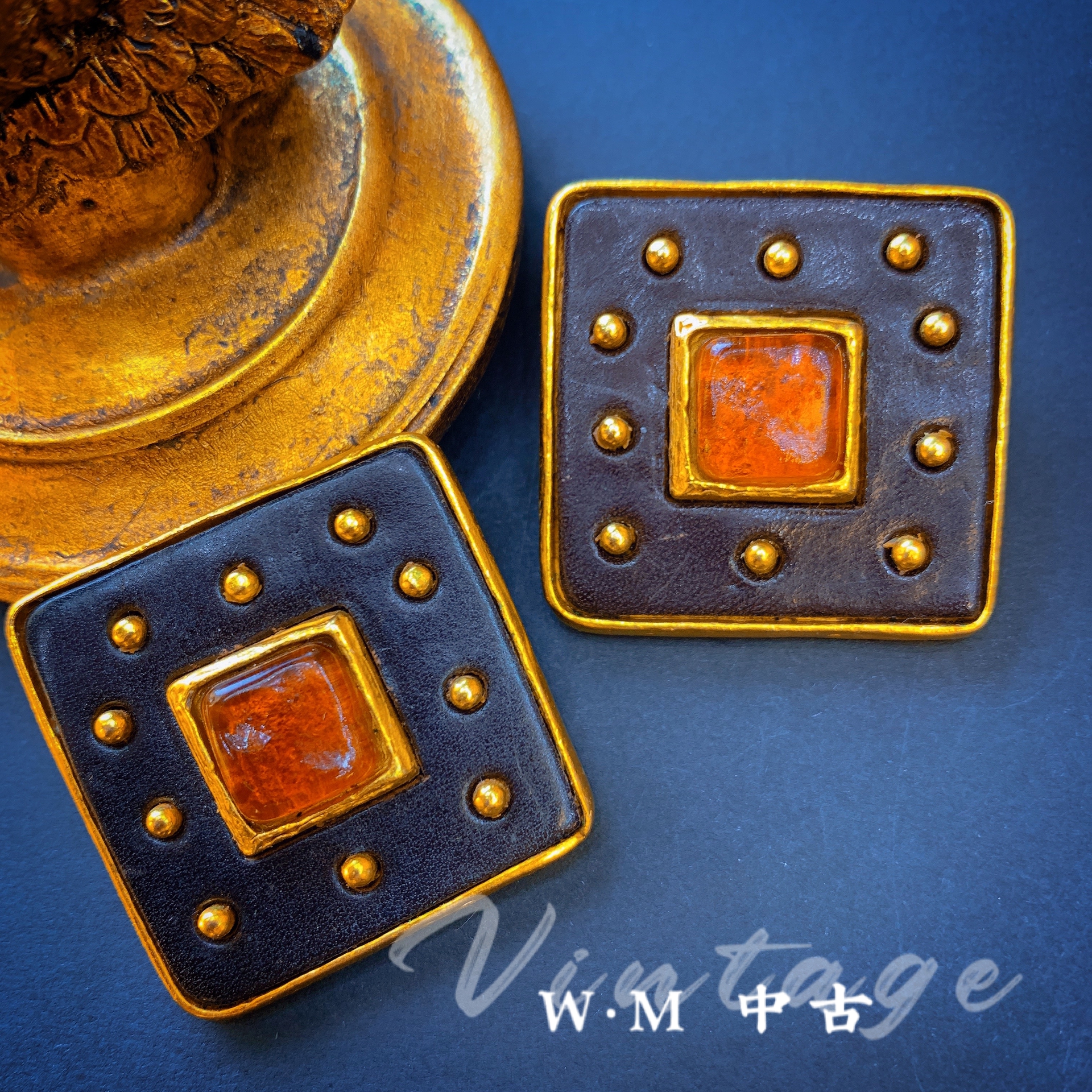 铜合金耳饰 W·M中古-vintage （法）法产耳夹