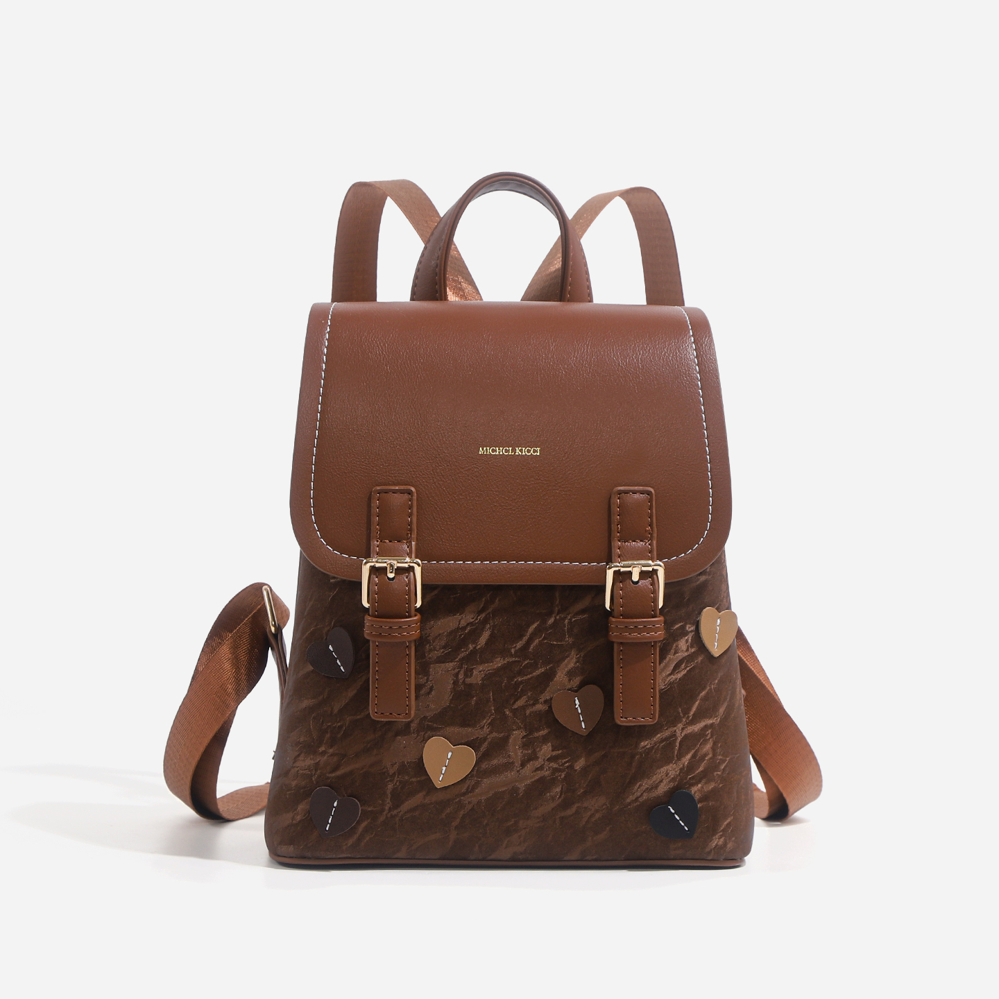 MICHERR原创设计英伦风双肩包女通勤时尚休闲小背包EYA1759金棕