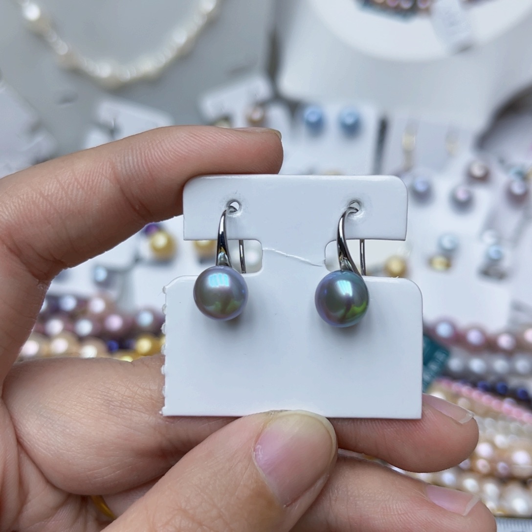 淡水珍珠耳饰银S925镶嵌