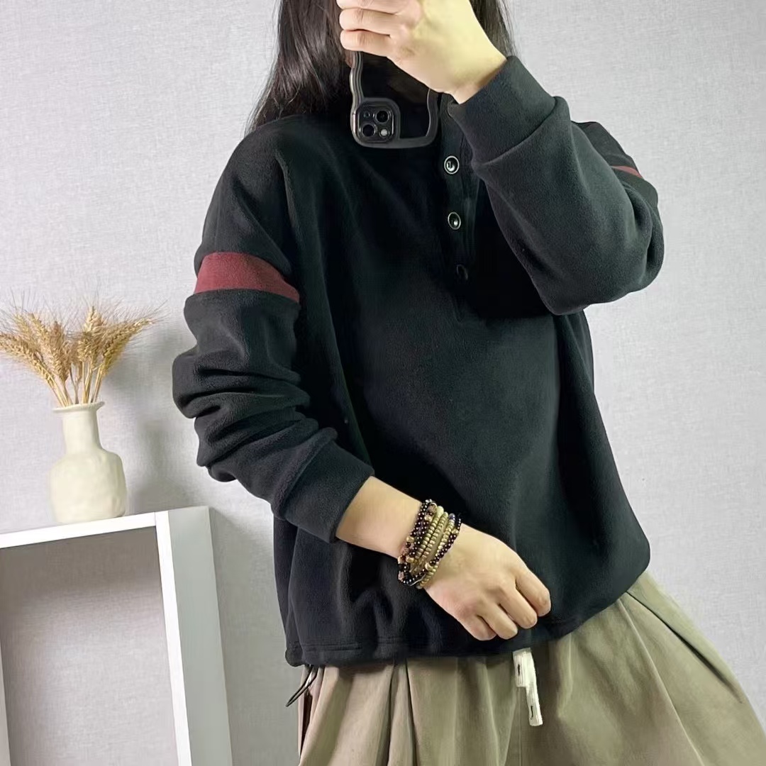 18499新款秋冬加绒休闲减龄宽松显瘦长袖卫衣