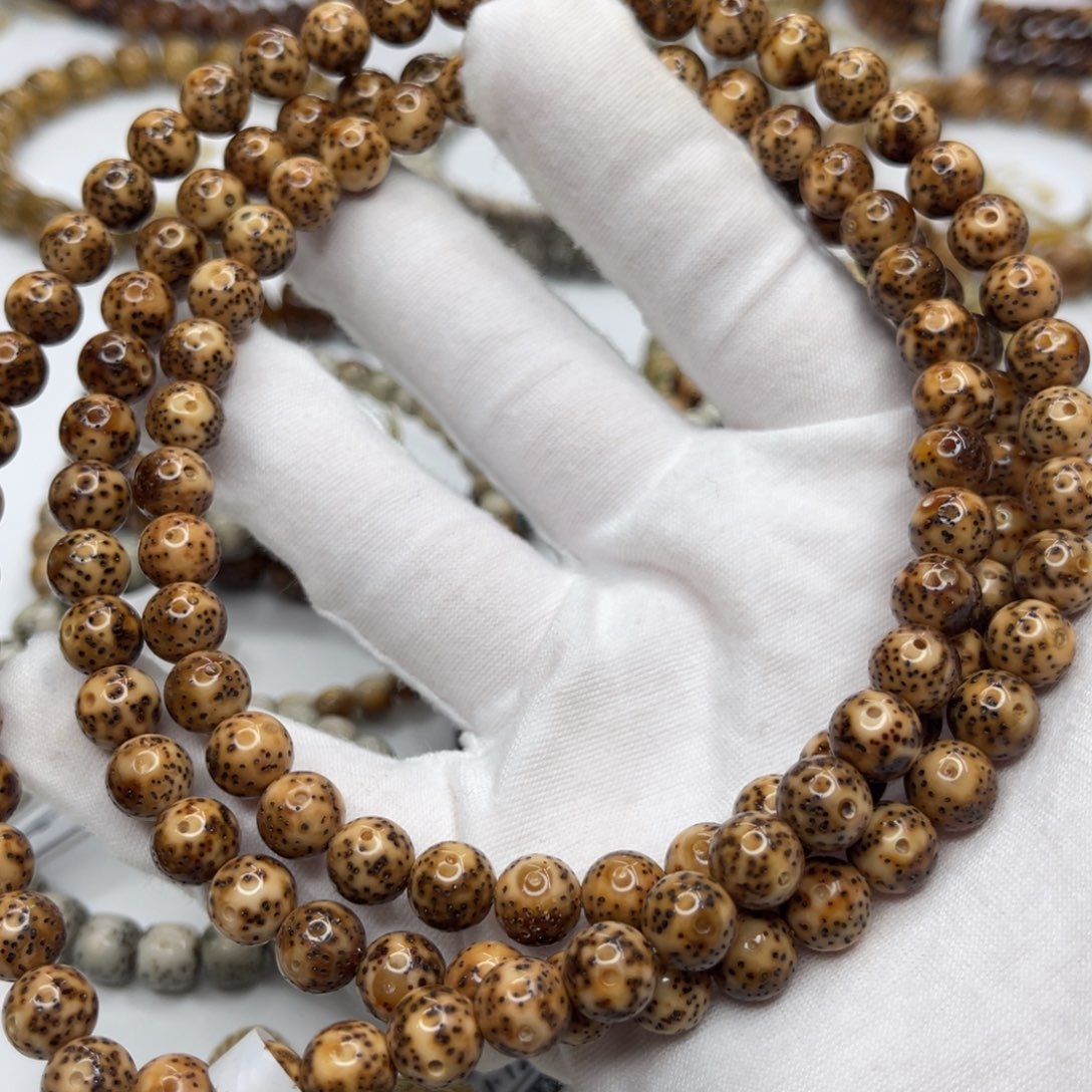 星月菩提吊坠8焦糖色虎皮圆珠