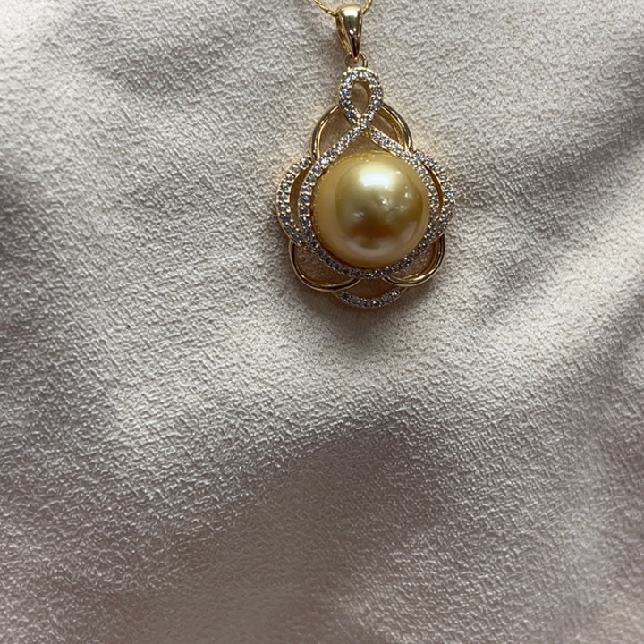 银S925镶嵌吊坠(不含链)海水珍珠12mm102号