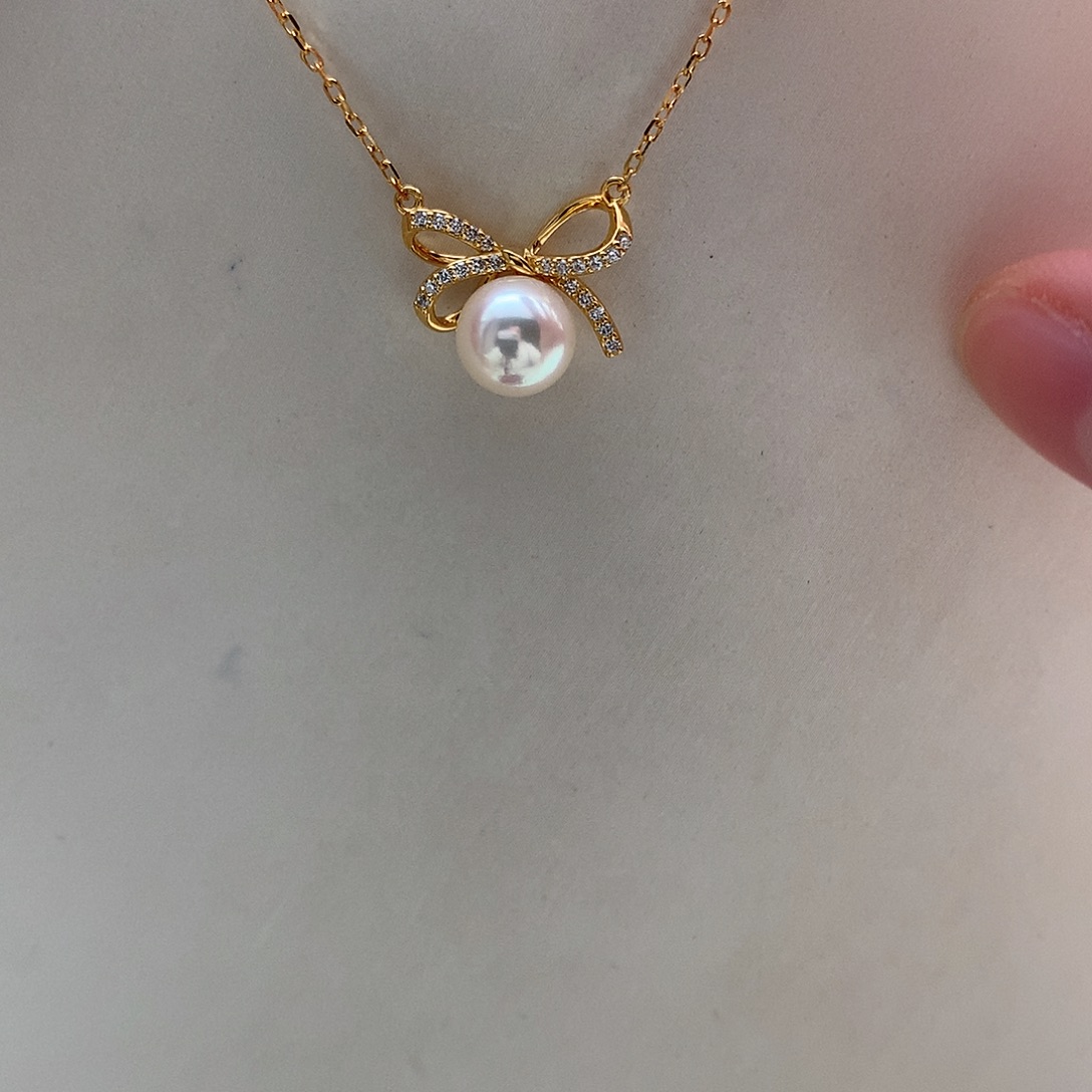 颈饰银S925镶嵌海水珍珠7.5-8mm ak