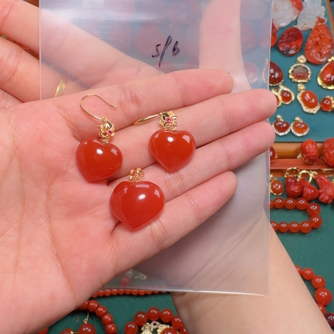 南红玛瑙南红一套18K金镶嵌