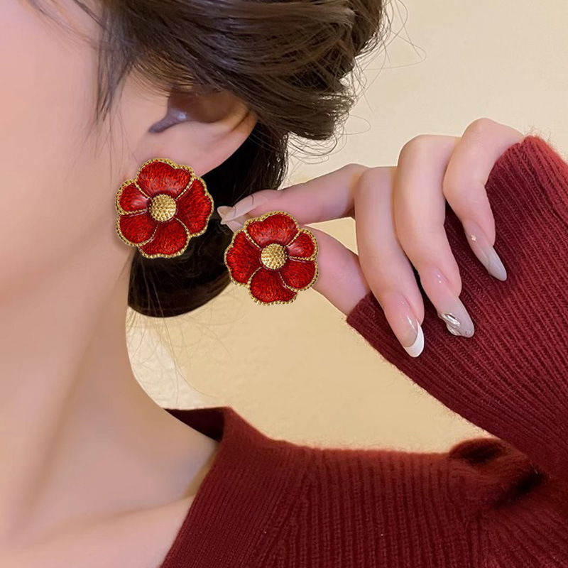 铜合金耳饰 【185】中古vintage首饰复古轻奢气质高级感花朵耳环女