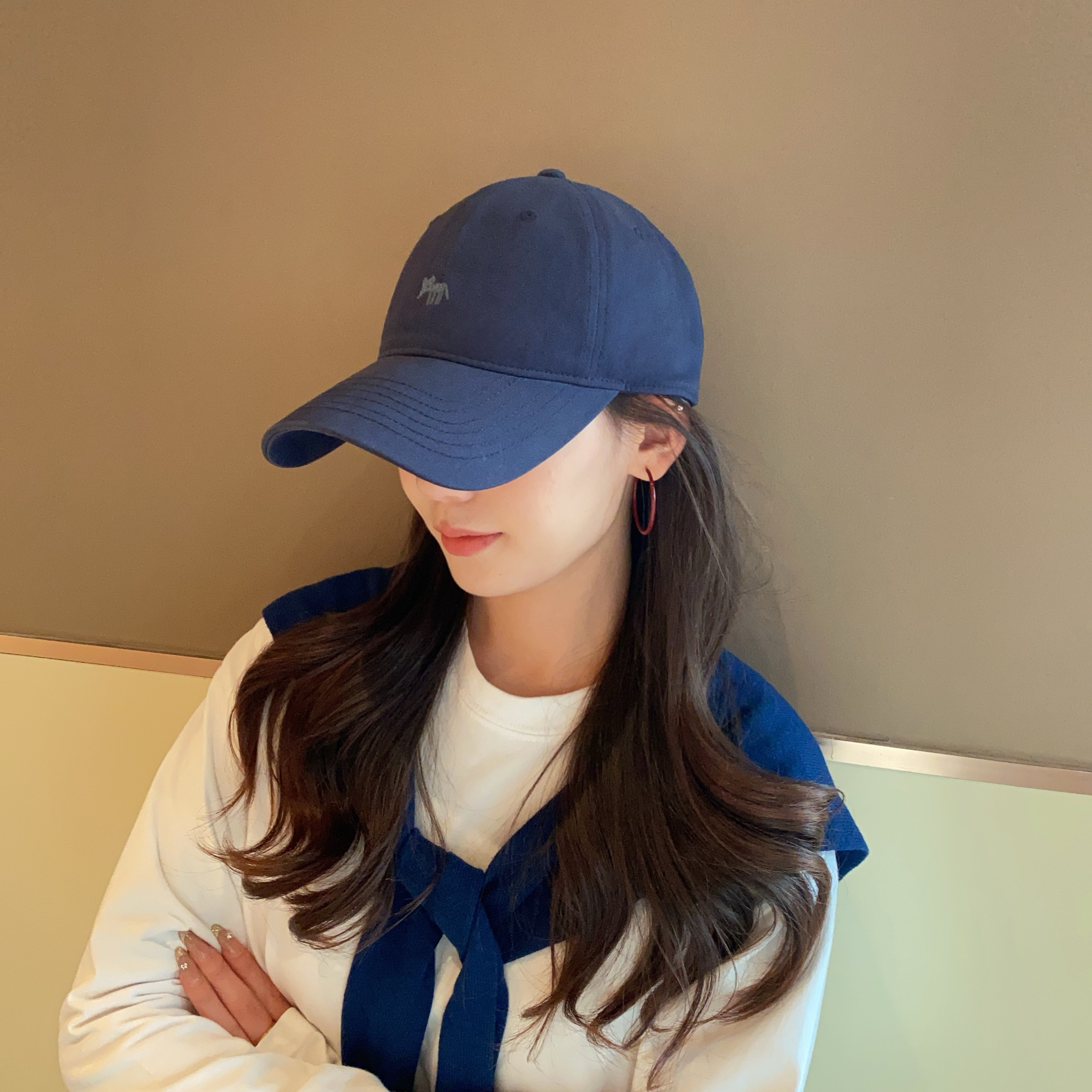 加大刺绣小狐狸棒球帽四季时尚宽檐显脸小遮阳透气男女同款鸭舌帽