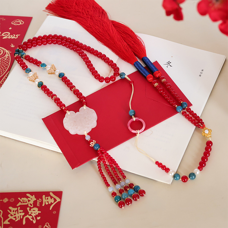 韵淇璎珞汉服新中式马面裙配饰长流苏背云