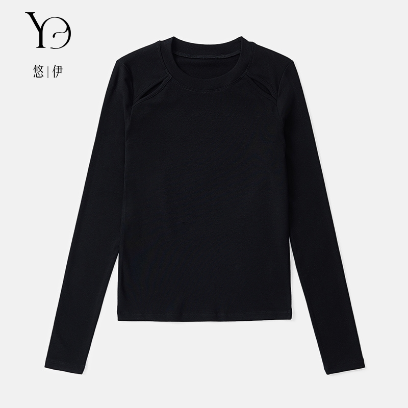 You Yi 圆领长袖露肩设计天丝羊毛亲肤内搭打底T恤 T53032