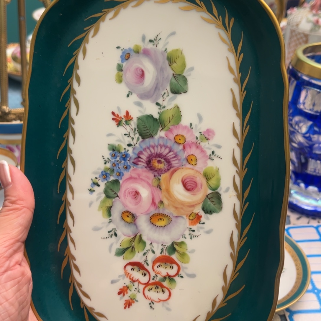 瓷片手绘德国狮牌托盘