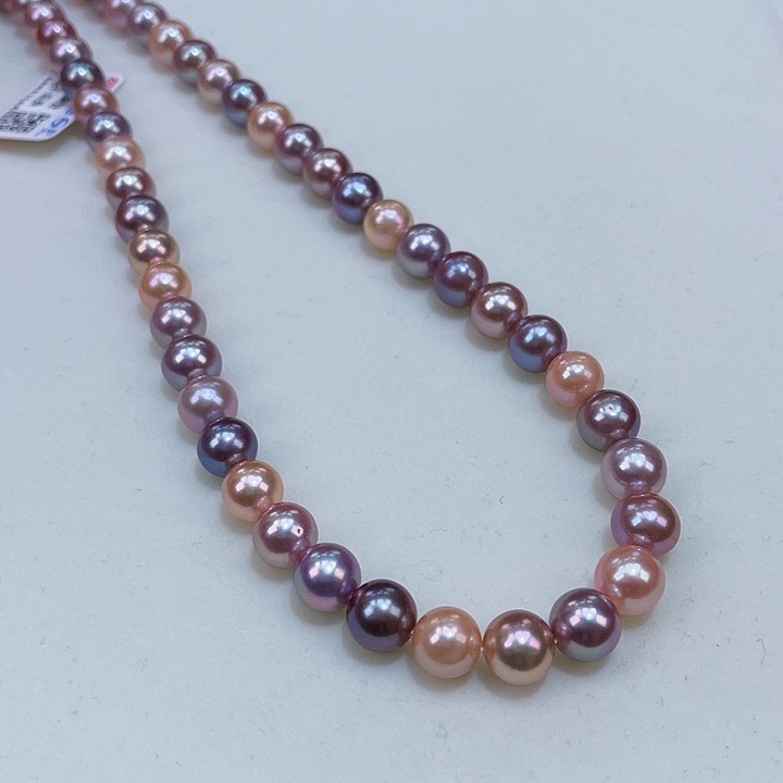 淡水珍珠7.5/8正圆爆亮极强光糖果银S925镶嵌