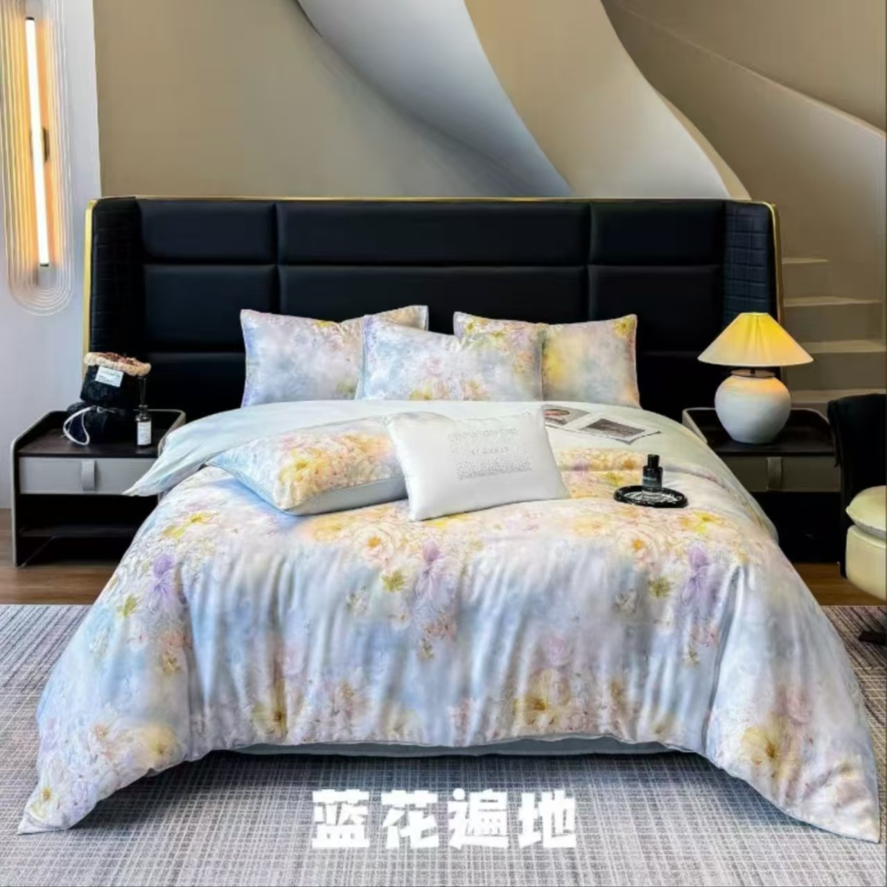 【好温馨专享】高端奢华天丝印花四件套-蓝花遍地