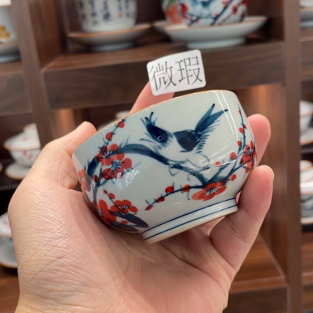 釉下手绘茶具微瑕