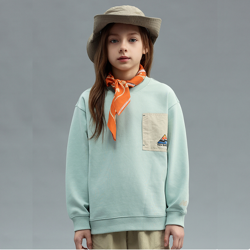 New balance女童卫衣6-12岁潮款高级感男童宝宝长袖上衣7ZF12053